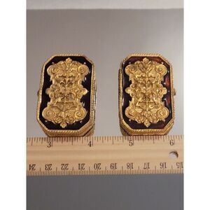 2 Vintage Collectible Gold & Red Enamel Sachet Compact‎ Estee Lauder